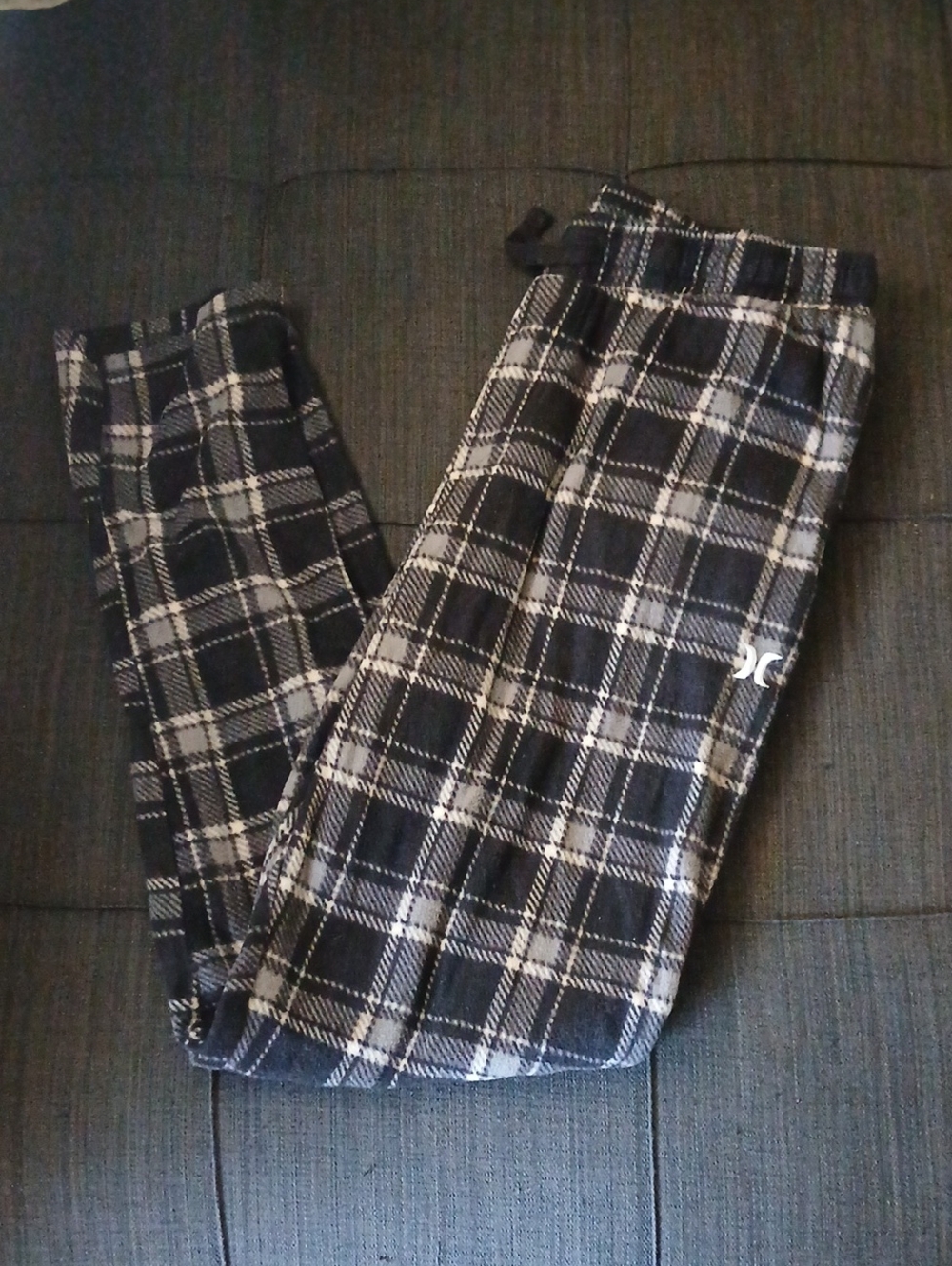 Hurley Black and Gray Plaid Pjs Pants